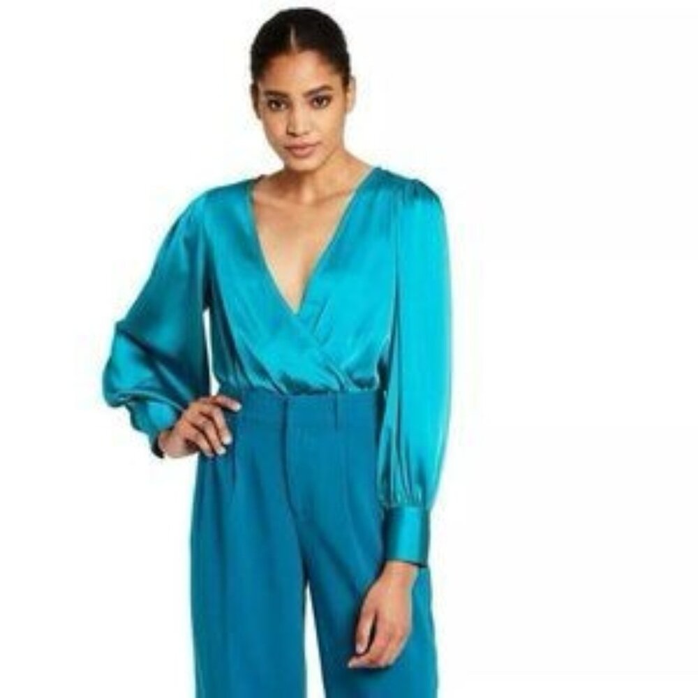 Sergio Hudson Turquoise Bodysuit, Size Small.
